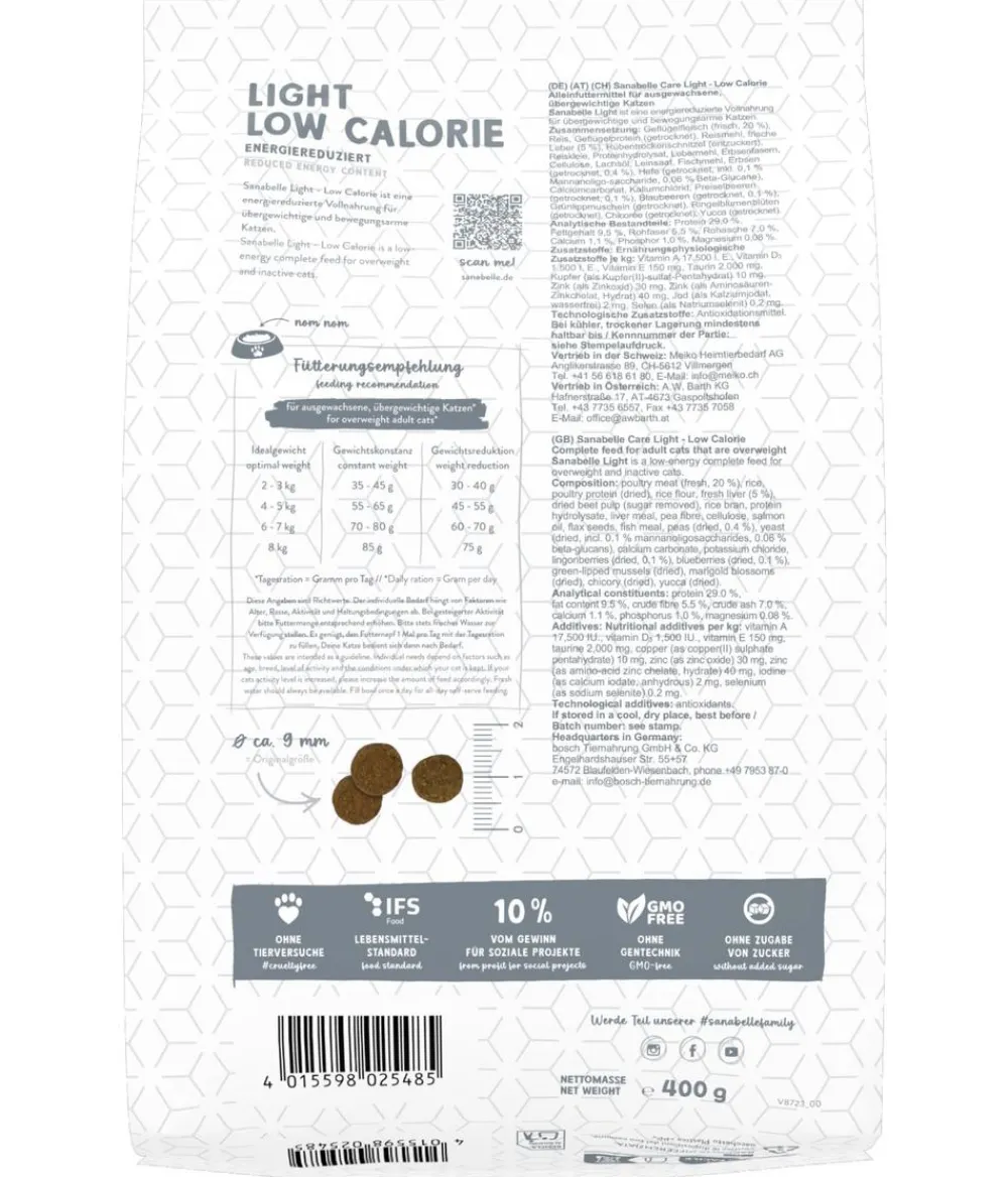 Sanabelle® Trockenfutter Katze > Care Trockenfutter für Katzen Light Low Calorie Adult, Geflügel