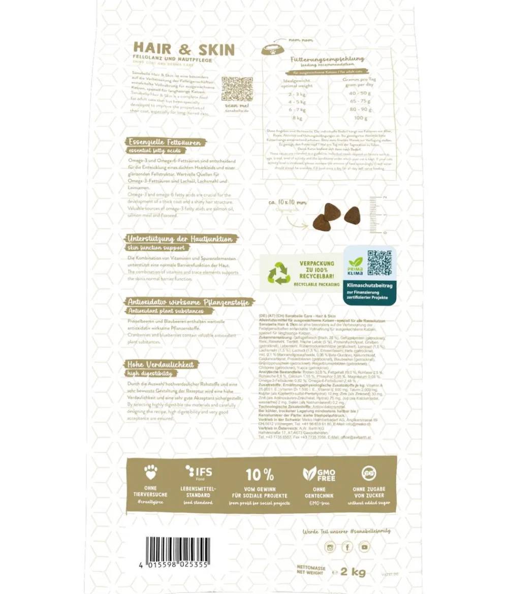 Sanabelle® Care Trockenfutter für Katzen Hair & Skin Adult, Geflügel New