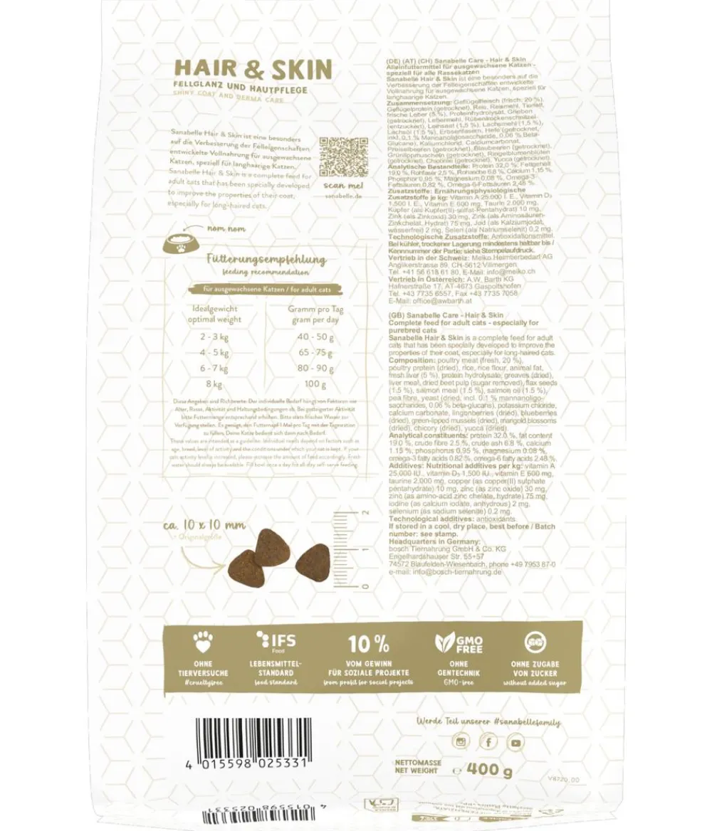 Sanabelle® Trockenfutter Katze - Care Trockenfutter für Katzen Hair & Skin Adult, Geflügel