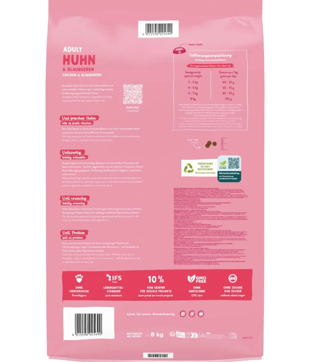 Sanabelle® Trockenfutter Katze > Life Trockenfutter für Katzen Adult, Huhn & Preiselbeeren