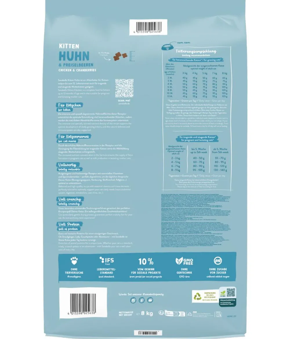 Sanabelle® Trockenfutter Katze - Life Trockenfutter für Katzen Kitten, Huhn & Preiselbeeren