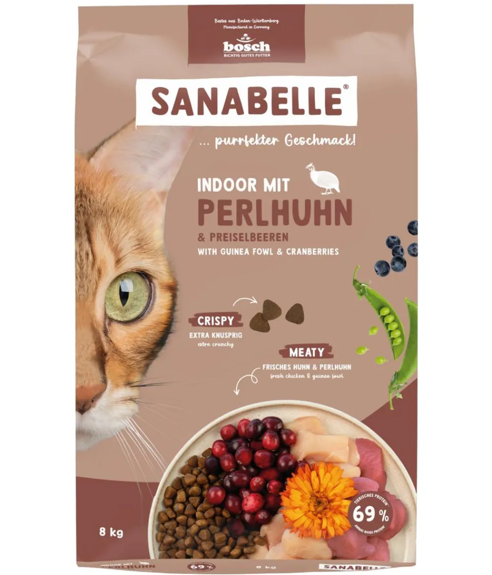 Sanabelle® Life Trockenfutter für Katzen Indoor Adult, Perlhuhn & Preiselbeeren Sale