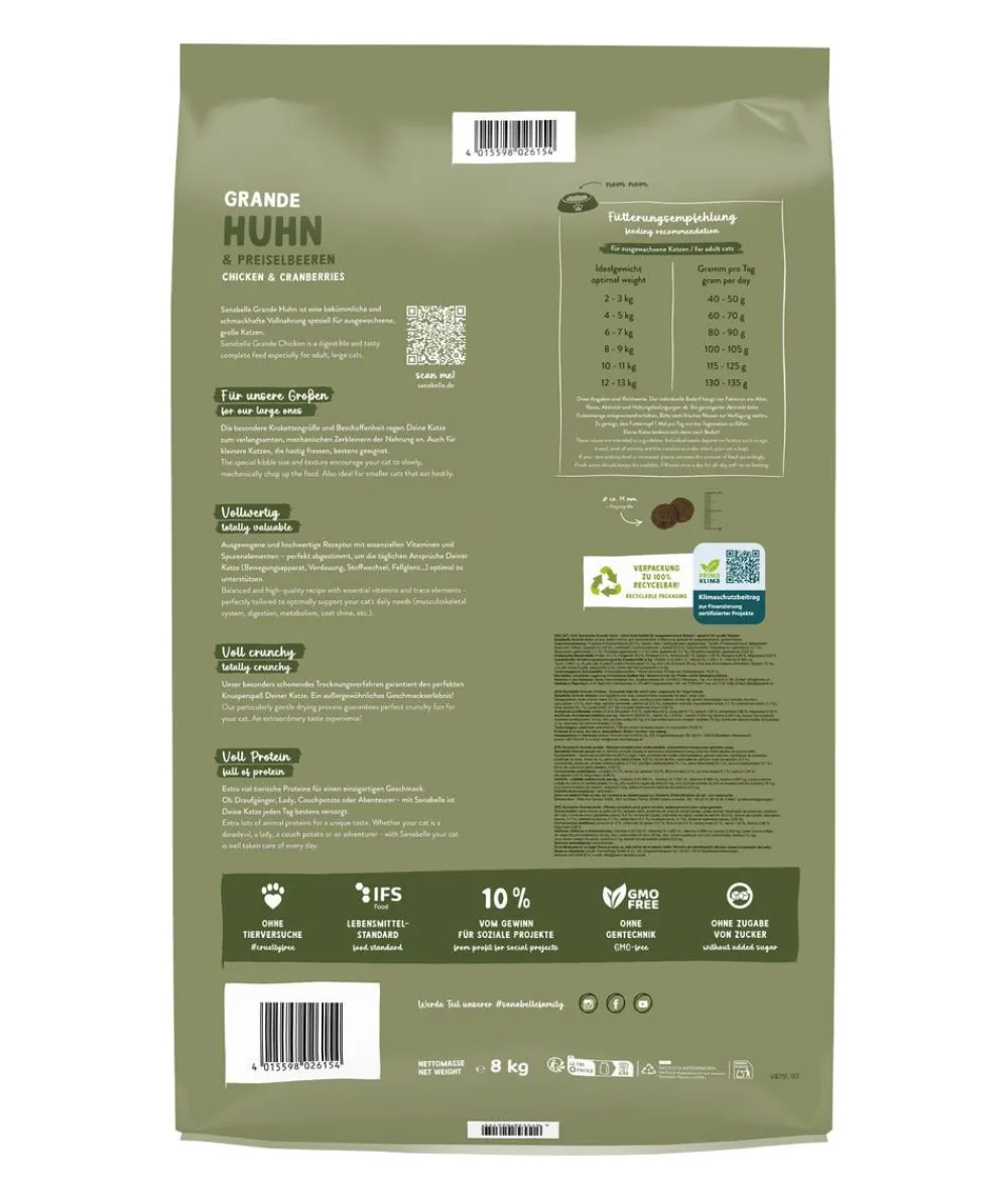 Sanabelle® Trockenfutter Katze > Life Trockenfutter für Katzen Sensitiv Adult, Huhn & Preiselbeeren
