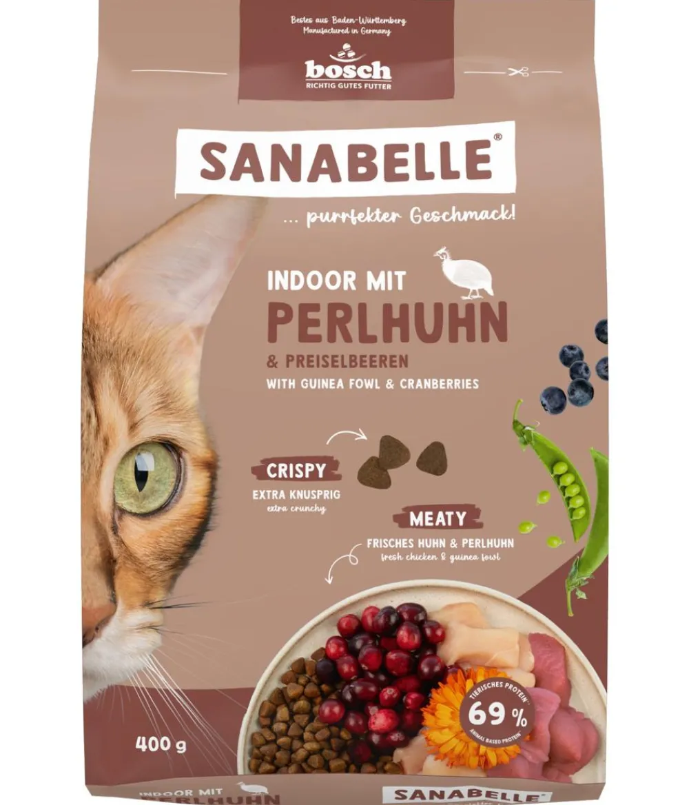 Sanabelle® Trockenfutter Katze - Life Trockenfutter für Katzen Indoor Adult, Perlhuhn & Preiselbeeren