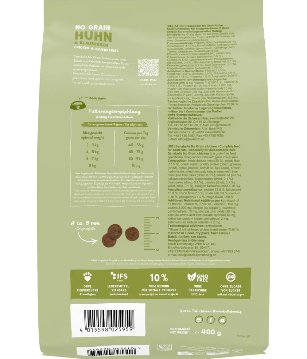 Sanabelle® Trockenfutter Katze > Life Trockenfutter für Katzen No Grain Adult, Huhn & Blaubeere