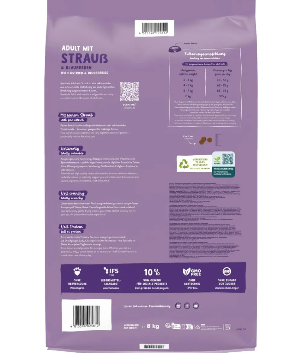 Sanabelle® Trockenfutter Katze > Life Trockenfutter für Katzen Adult, Strauß & Blaubeeren