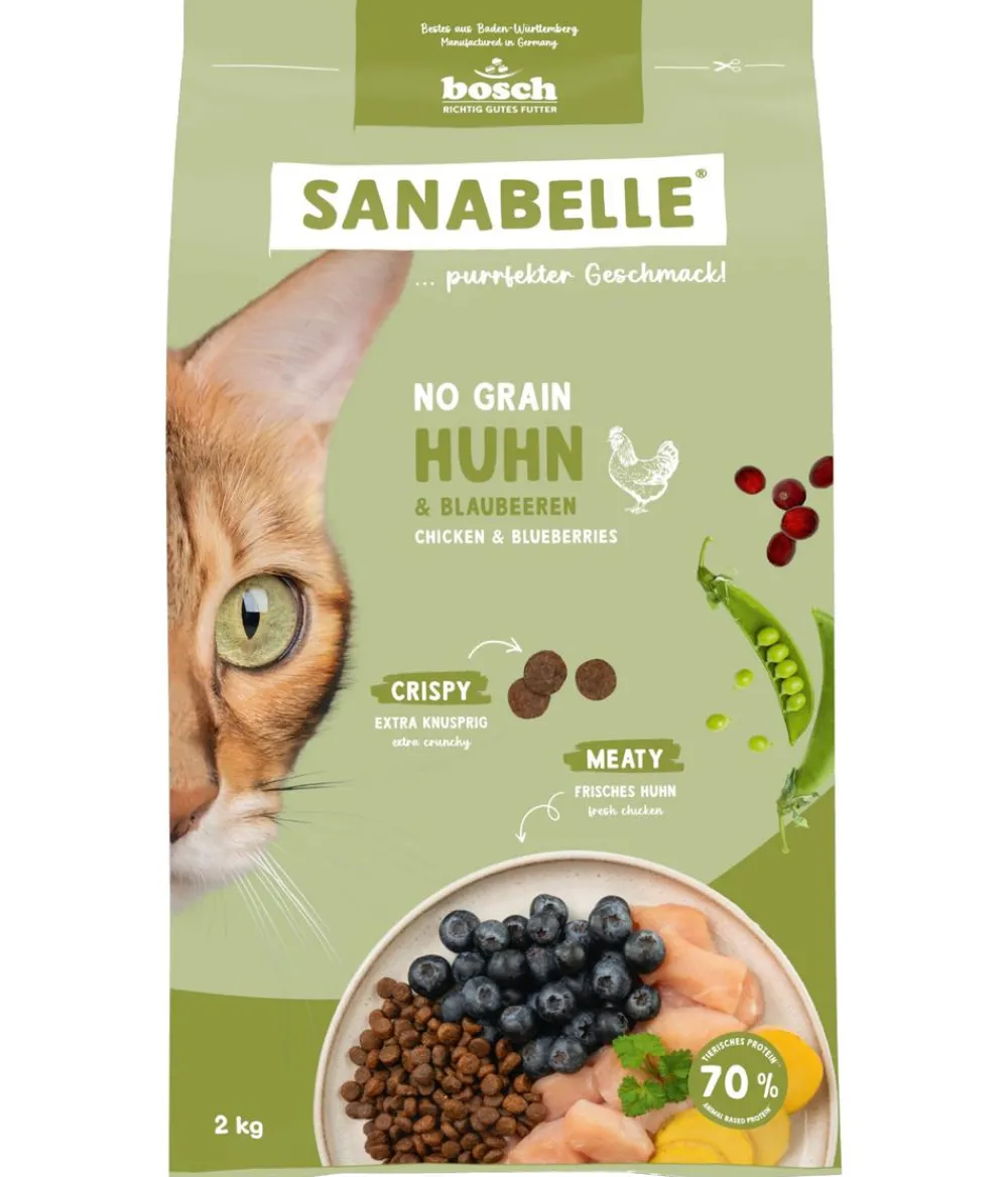 Sanabelle® Trockenfutter Katze - Life Trockenfutter für Katzen No Grain Adult, Huhn & Blaubeere