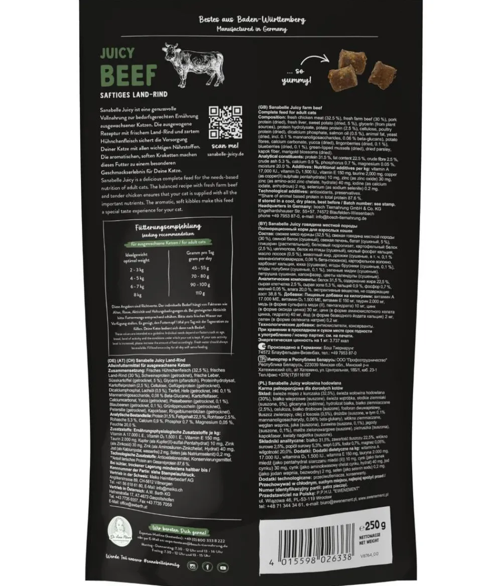 Sanabelle® Trockenfutter Katze - Trockenfutter für Katzen Adult, Juicy Land-Rind