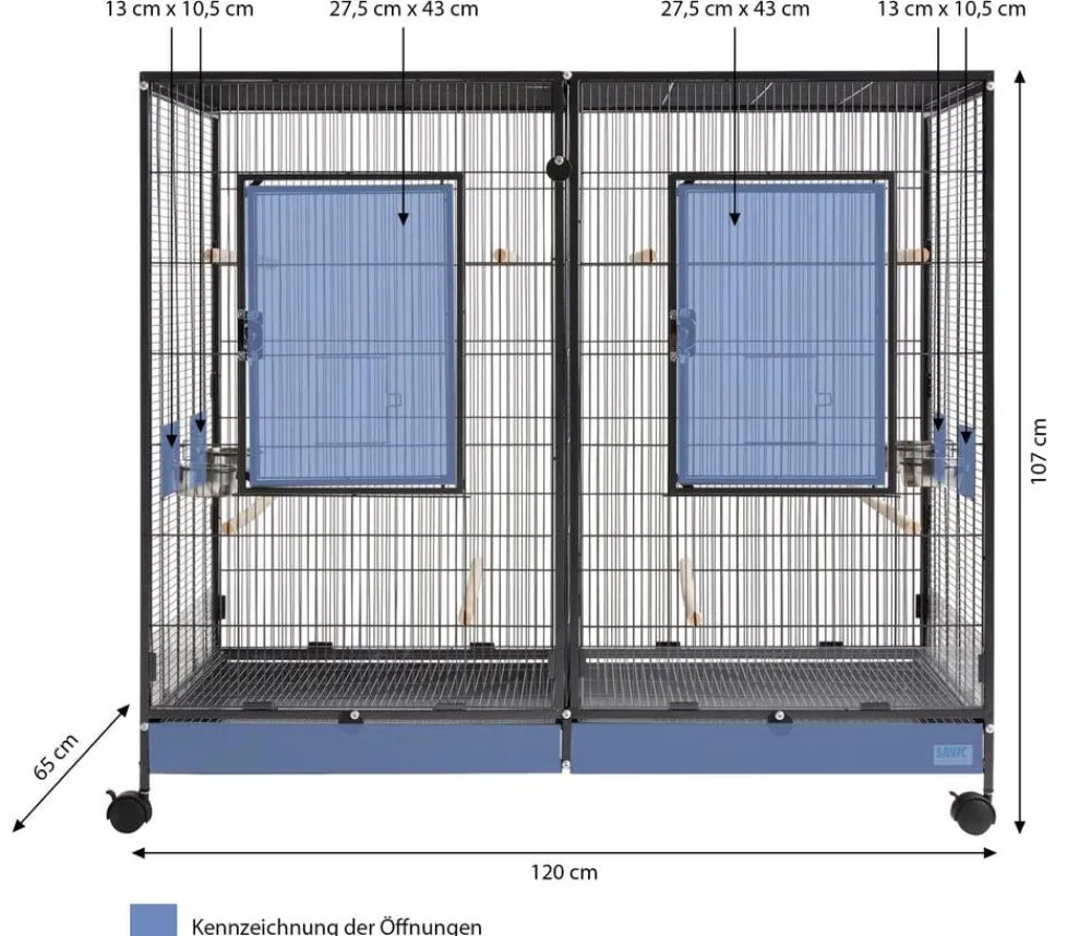 Savic Vogelkäfige & Volieren|Nagerkäfige > Nager- und Vogelheim Tasmania 120, ca. B120/H107/T65 cm