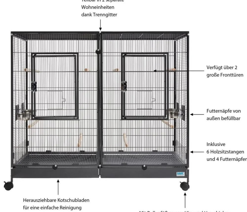 Savic Vogelkäfige & Volieren|Nagerkäfige > Nager- und Vogelheim Tasmania 120, ca. B120/H107/T65 cm
