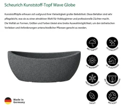 Scheurich Pflanzkübel & Blumenkästen - Kunststoff-Jardiniere Wave Globe, oval, ca. B58/H23/T24 cm Schwarz