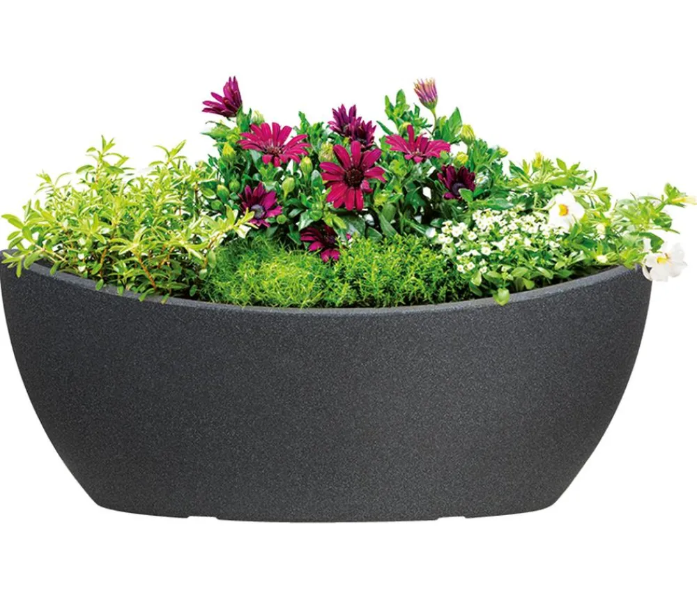 Scheurich Pflanzkübel & Blumenkästen - Kunststoff-Jardiniere Wave Globe, oval, ca. B58/H23/T24 cm Schwarz