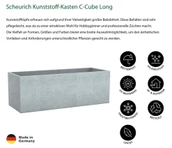 Scheurich Pflanzkübel & Blumenkästen - Kunststoff-Kasten C-Cube Long, rechteckig Grau