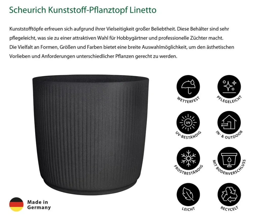 Scheurich Blumentöpfe & Übertöpfe > Kunststoff-Pflanztopf Linetto, rund