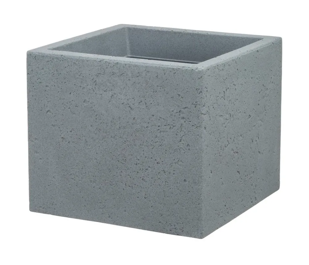 Scheurich Blumentöpfe & Übertöpfe - Kunststoff-Topf C-Cube, quadratisch Grau
