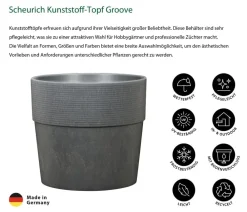 Scheurich Blumentöpfe & Übertöpfe > Kunststoff-Topf Groove+, rund, ca. Ø28,5/H26 cm