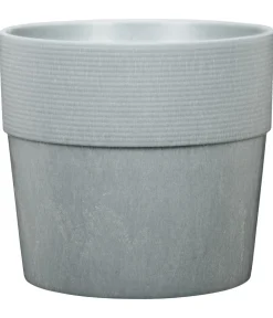 Scheurich Blumentöpfe & Übertöpfe - Kunststoff-Topf Groove+, rund, ca. Ø28,5/H26 cm Grau