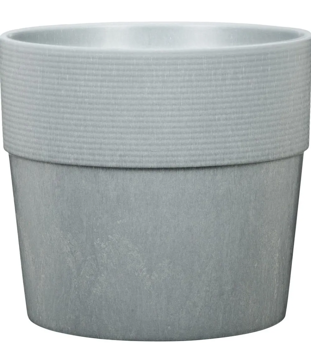 Scheurich Blumentöpfe & Übertöpfe - Kunststoff-Topf Groove+, rund, ca. Ø28,5/H26 cm Grau