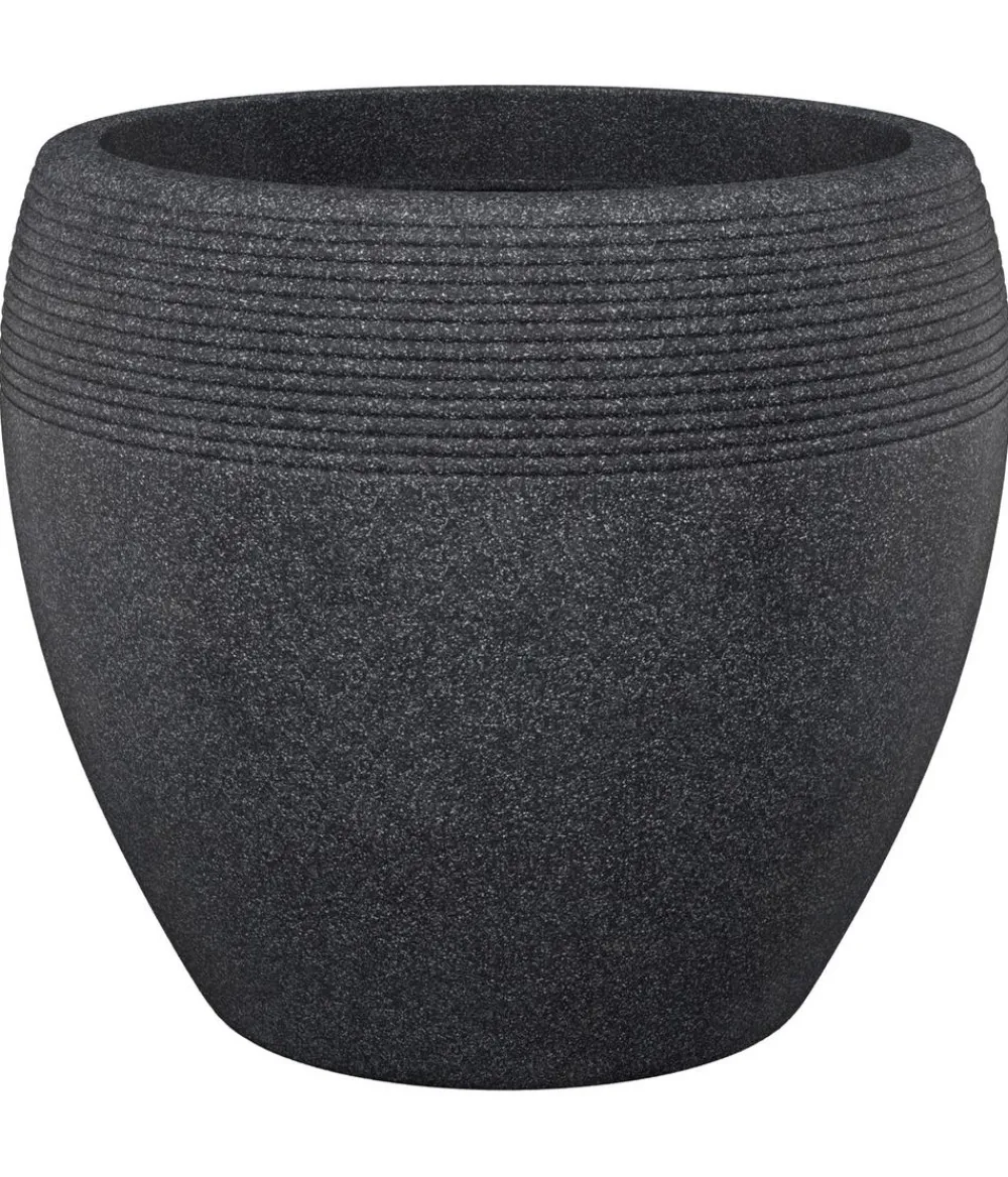 Scheurich Blumentöpfe & Übertöpfe - Kunststoff-Topf Lineo, rund, -granit Schwarz