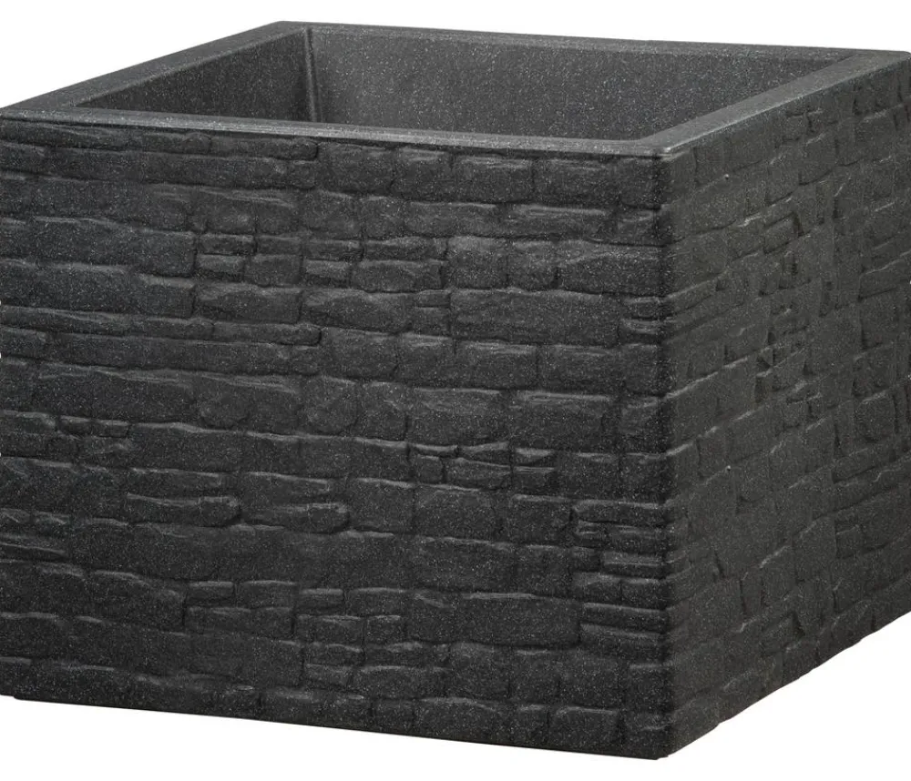 Scheurich Blumentöpfe & Übertöpfe - Kunststoff-Topf Muretto, quadratisch Schwarz