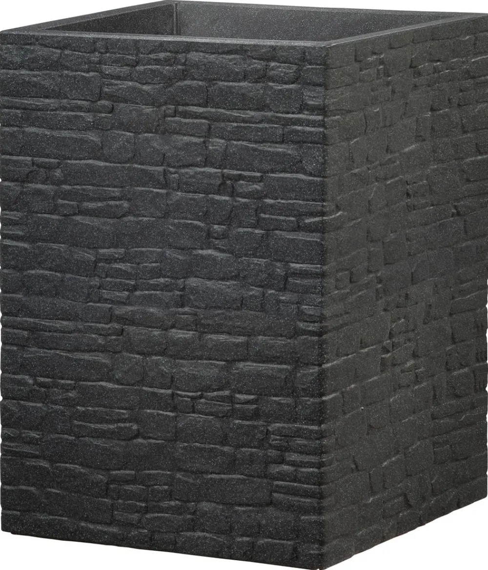 Scheurich Vasen|Blumentöpfe & Übertöpfe - Kunststoff-Topf Muretto High, quadratisch Schwarz