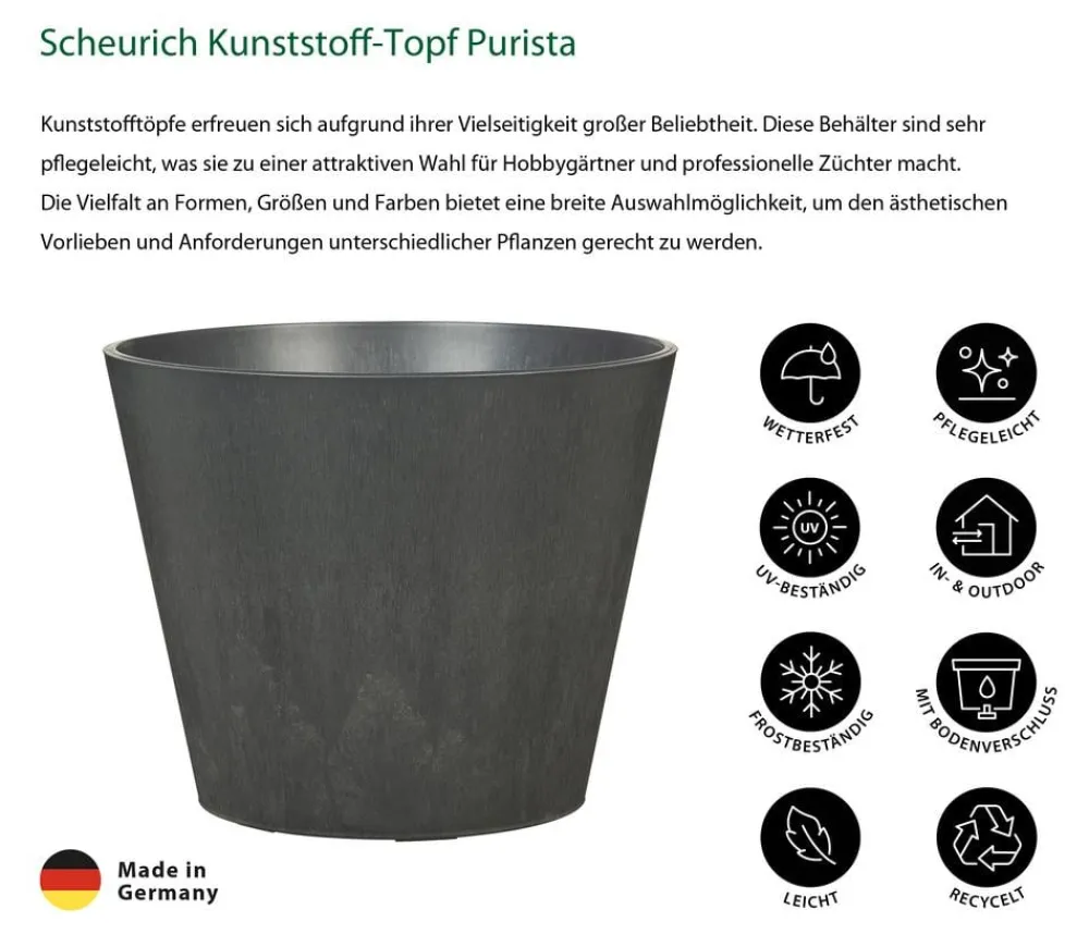 Scheurich Blumentöpfe & Übertöpfe > Kunststoff-Topf Purista+, rund