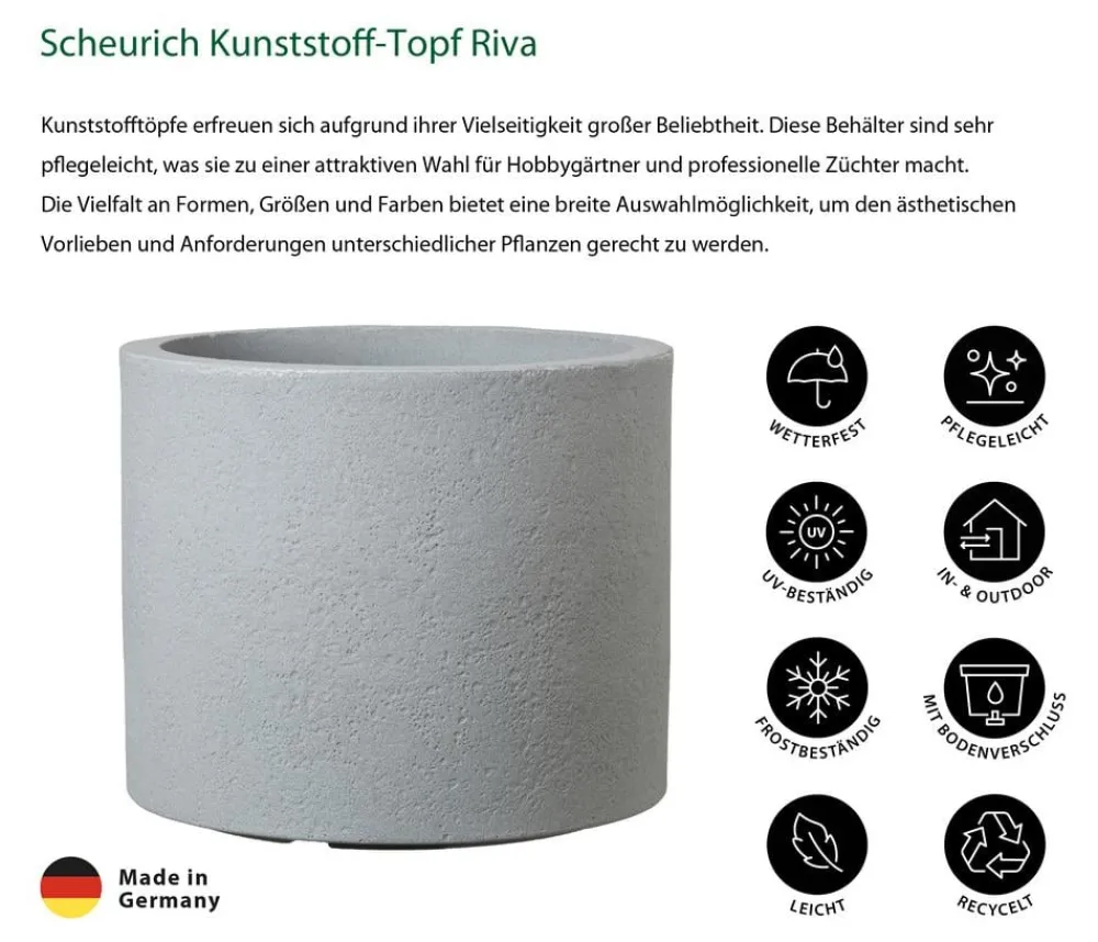 Scheurich Blumentöpfe & Übertöpfe > Kunststoff-Topf Riva, rund