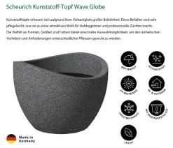 Scheurich Kunststoff-Topf Wave Globe, konisch Schwarz Clearance