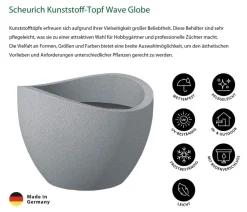 Scheurich Kunststoff-Topf Wave Globe, konisch Grau Best