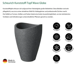 Scheurich Vasen|Blumentöpfe & Übertöpfe - Kunststoff Topf Wave Globe High, konisch Schwarz
