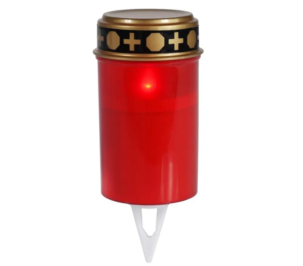 Schlaraffenland Grabschmuck & Grabgestaltung - LED-Grablampe Spina, mit Dorn Rot