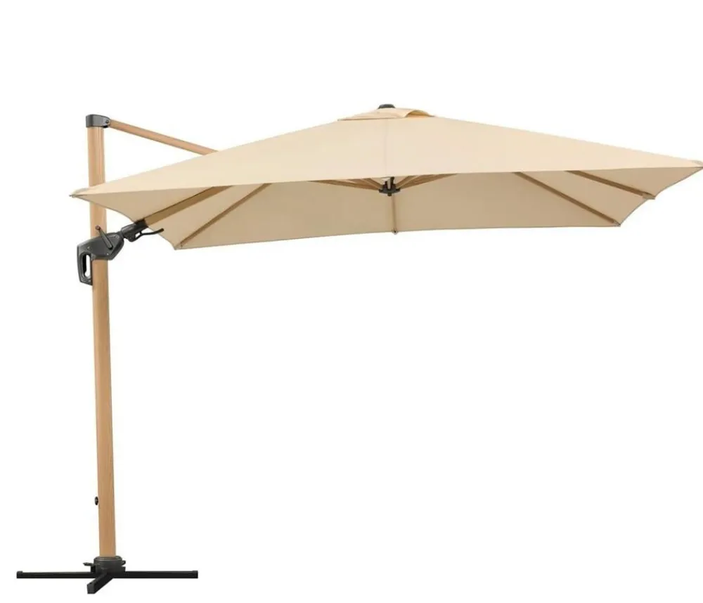 Schneider Schirme Schneider Ampelschirm Rhodos Twist Woody, quadratisch, ca. B300/T300 cm Natur Discount