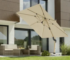 Schneider Schirme Schneider Ampelschirm Rhodos Twist Woody, quadratisch, ca. B300/T300 cm Natur Discount