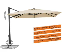 Schneider Schirme Schneider Ampelschirm Rhodos Smart, quadratisch, ca. B300/T300 cm Natur
