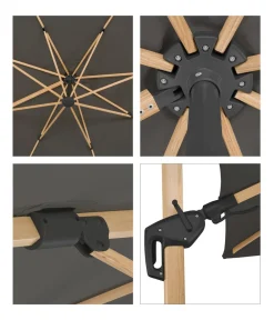Schneider Schirme Schneider Ampelschirm Rhodos Twist Woody, Anthrazit, quadratisch, ca. B300/T300 cm Taupe Hot