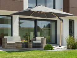 Schneider Schirme Schneider Ampelschirm Rhodos Twist Woody, Anthrazit, quadratisch, ca. B300/T300 cm Taupe Hot