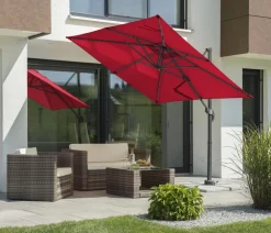 Schneider Schirme Sonnenschirme - Schneider Ampelschirm Rhodos Junior, quadratisch, ca. B230/T230 cm Rot