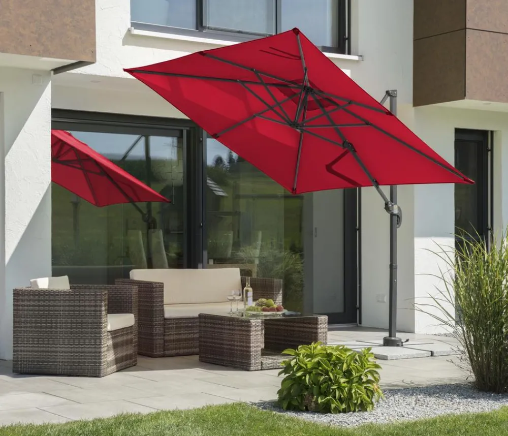 Schneider Schirme Sonnenschirme - Schneider Ampelschirm Rhodos Junior, quadratisch, ca. B230/T230 cm Rot
