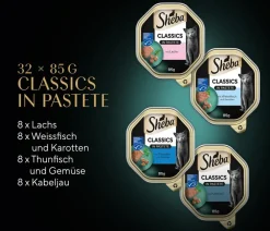 Sheba® Nassfutter für Katzen Classics in Pastete Multipack Adult, Fisch Variation, 32 x 95 g New