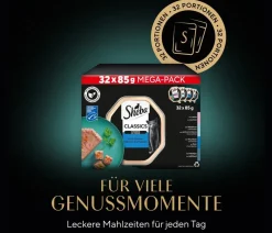 Sheba® Nassfutter für Katzen Classics in Pastete Multipack Adult, Fisch Variation, 32 x 95 g New