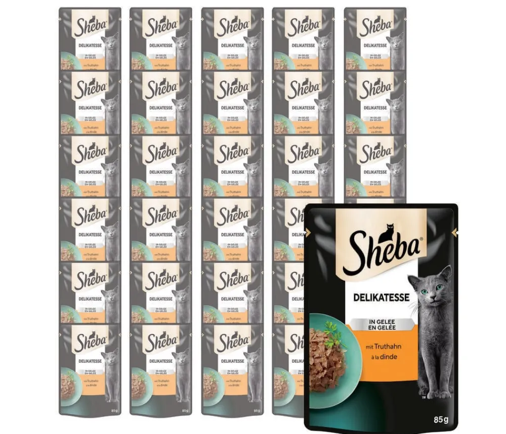 Sheba® Nassfutter Katze - Nassfutter für Katzen Delikatesse in Gelee, Truthahn, 28 x 85 g