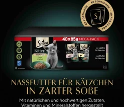Sheba® Nassfutter für Katzen in Sauce Multipack Kitten, Feine Vielfalt, 40 x 85 g