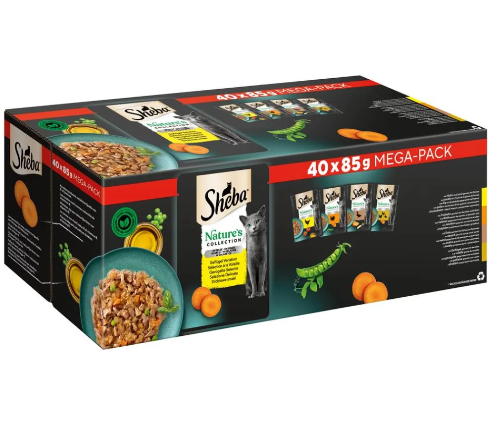 Sheba® Nassfutter Katze - Nassfutter für Katzen Nature's Collection in Gelee Multipack Adult, Geflügel Variation, 40 x 85 g