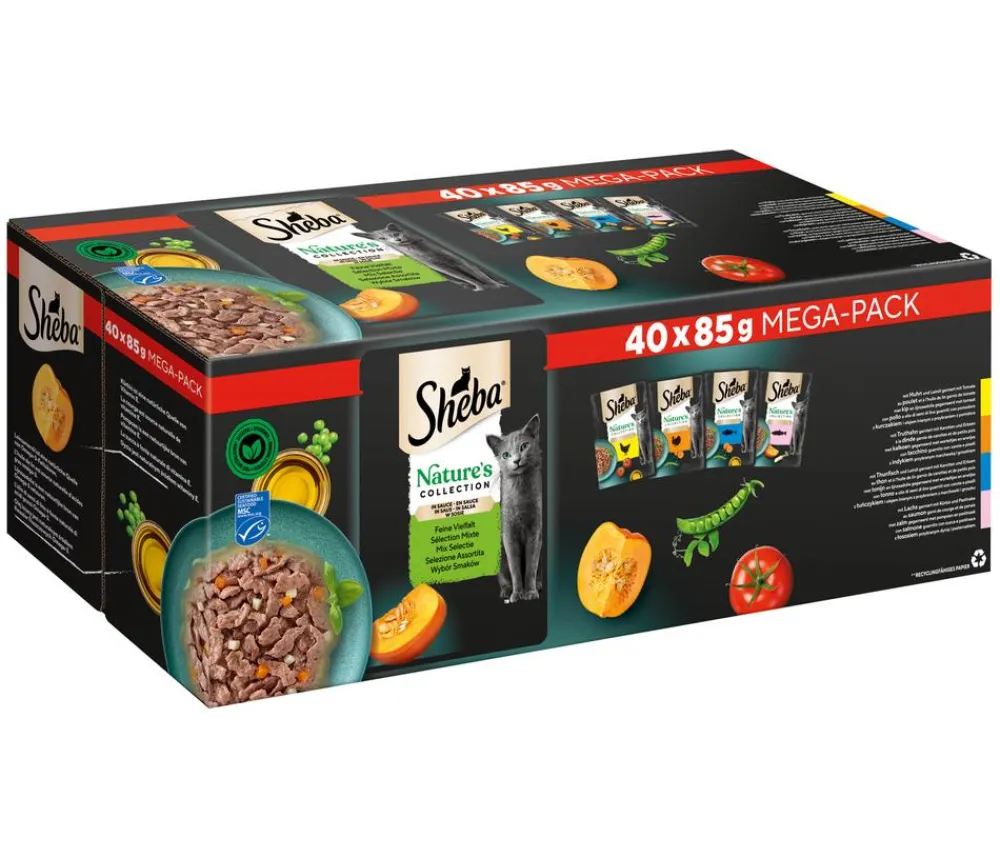 Sheba® Nassfutter Katze - Nassfutter für Katzen Nature's Collection in Sauce Multipack Adult, Feine Vielfalt, 40 x 85 g