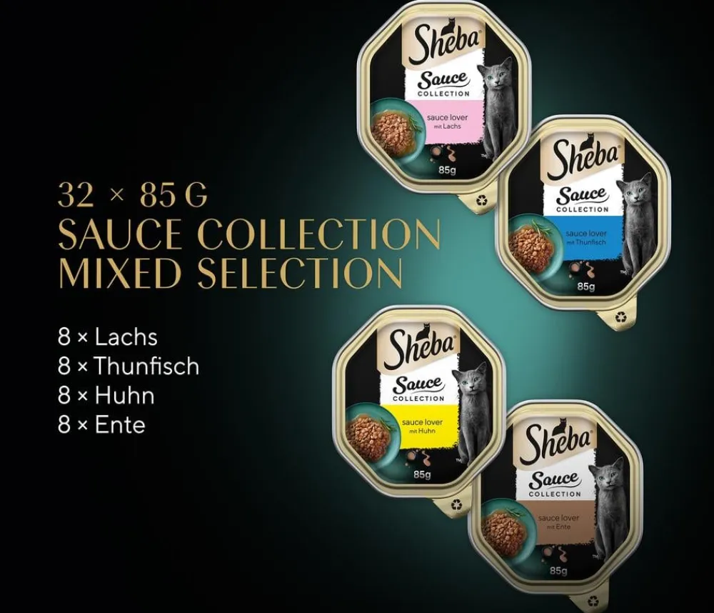 Sheba® Nassfutter für Katzen Sauce Collection Multipack Adult, Feine Vielfalt, 32 x 95 g Online