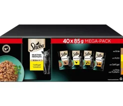 Sheba® Nassfutter Katze > Nassfutter für Katzen Selection Mini Filets in Sauce Multipack Adult, Geflügel Variation, 40 x 85 g