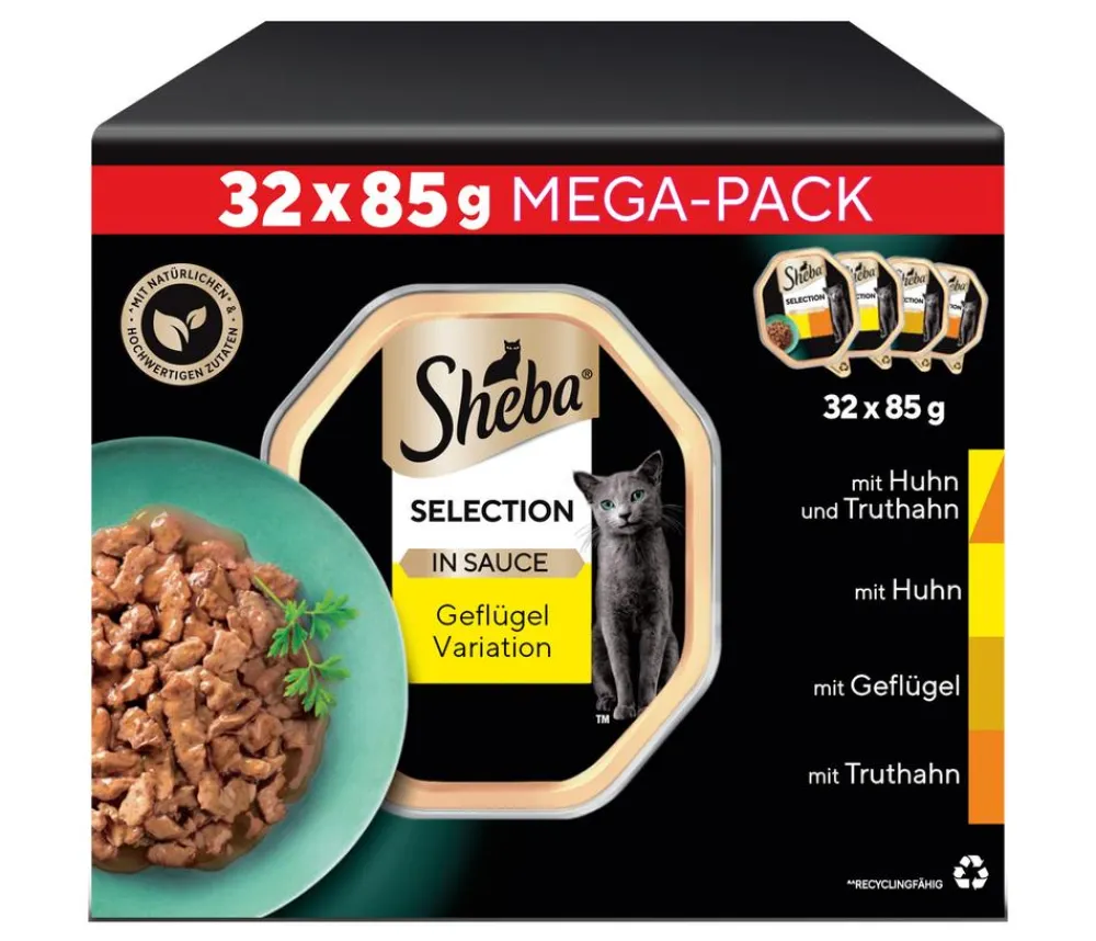 Sheba® Nassfutter Katze > Nassfutter für Katzen Selection in Sauce Multipack Adult, Geflügel Variation, 32 x 85 g