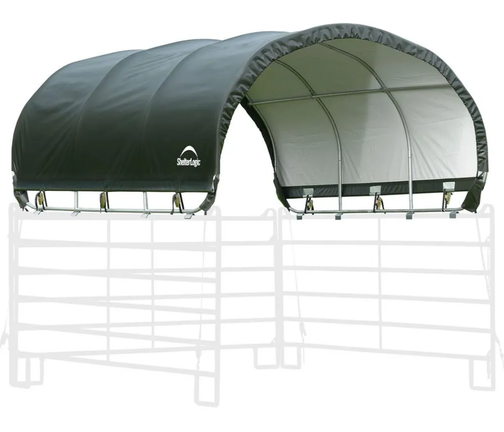 Shelter Logic Pferdestallüberdachung, ca. B370/H160/T370 cm Dunkelgrün Clearance