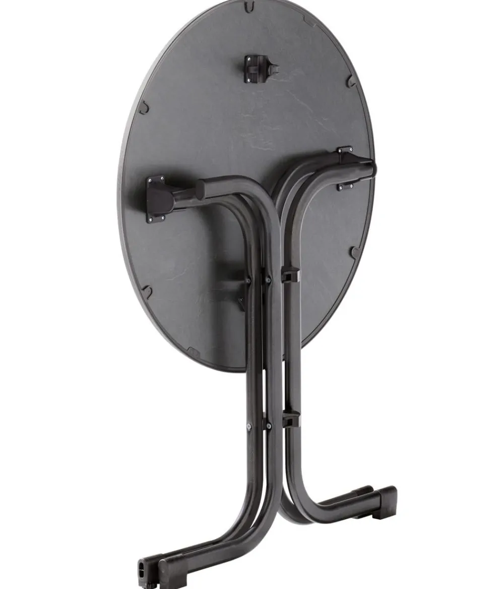 Sieger Klapptisch Boulevard mit mecalit®-PRO-Platte, ca. Ø70/H72 cm Dunkelgrau Hot