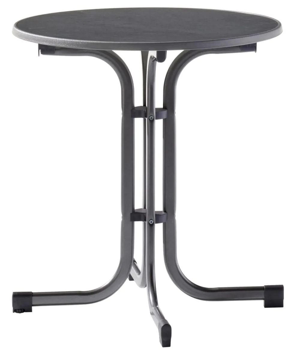 Sieger Klapptisch Boulevard mit mecalit®-PRO-Platte, ca. Ø70/H72 cm Dunkelgrau Hot